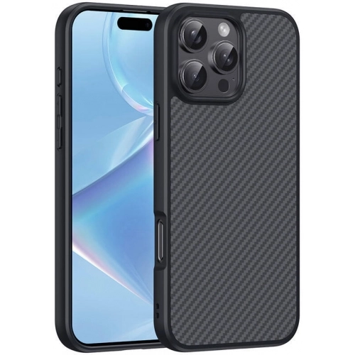 Apple iPhone 16 Pro (6.3) Kılıf Magsafe Şarj Özellikli Karbon Fiber Tasarımlı Zore Elnino Kapak - Siyah