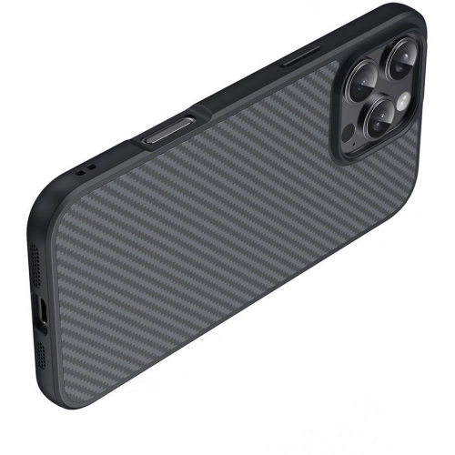 Apple iPhone 16 Pro (6.3) Kılıf Magsafe Şarj Özellikli Karbon Fiber Tasarımlı Zore Elnino Kapak - Siyah