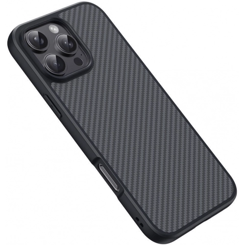 Apple iPhone 16 Pro (6.3) Kılıf Magsafe Şarj Özellikli Karbon Fiber Tasarımlı Zore Elnino Kapak - Siyah