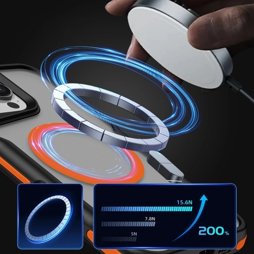 Apple iPhone 16 Pro (6.3) Kılıf Magsafe Şarj Özellikli Renkli Kenar Airbag Şeritli Lamer TPU MagSafe Kapak - Titanyum-Gold