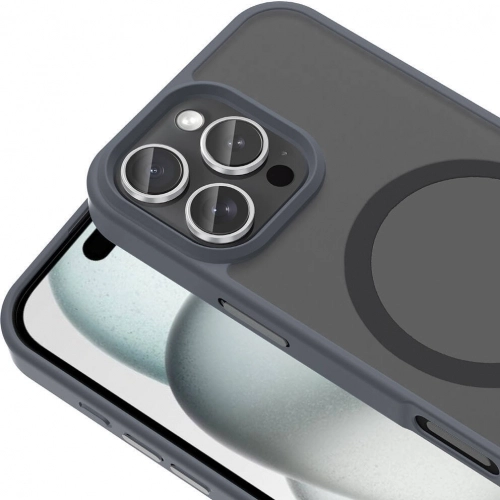 Apple iPhone 16 Pro (6.3) Kılıf Magsafe Şarj Özellikli Renkli Mat Arka Yüzey Sio Kapak - Gri