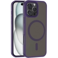 Apple iPhone 16 Pro (6.3) Kılıf Magsafe Şarj Özellikli Renkli Mat Arka Yüzey Sio Kapak - Koyu Mor