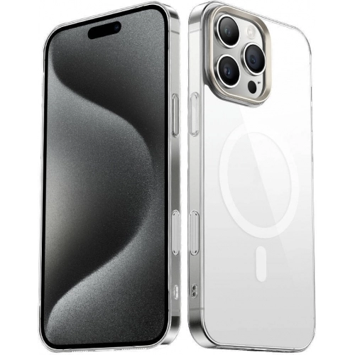 Apple iPhone 16 Pro (6.3) Kılıf Mıknatıslı Wireless Şarj Özellikli Şeffaf G-Glass Kapak - Şeffaf