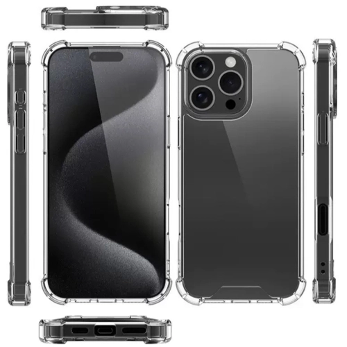 Apple iPhone 16 Pro (6.3) Kılıf Silikon Köşe Korumalı Airbag Darbe Emici Kapak - Şeffaf