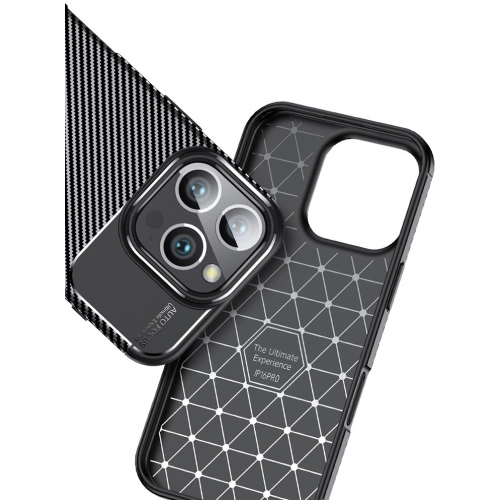 Apple iPhone 16 Pro (6.3) Kılıf Silikon Parmak İzi Bırakmayan Karbon Soft Negro Kapak - Siyah