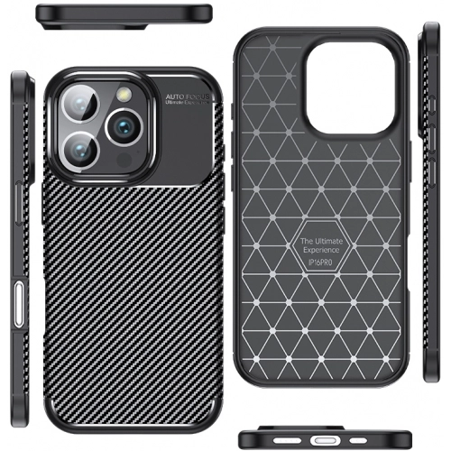 Apple iPhone 16 Pro (6.3) Kılıf Silikon Parmak İzi Bırakmayan Karbon Soft Negro Kapak - Siyah