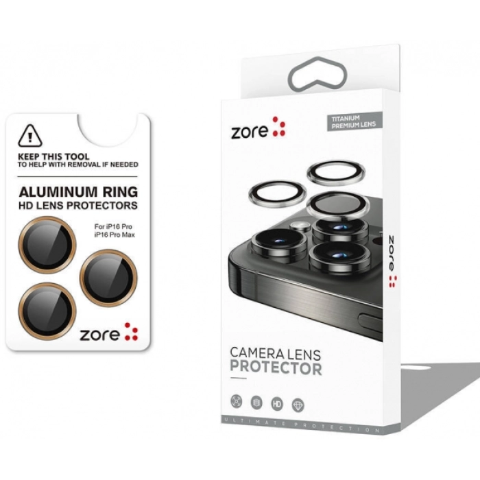 Apple iPhone 16 Pro (6.3) Lens Kamera Koruyucu Parmak İzi Bırakmayan Anti-Reflective CL-12 - Gold