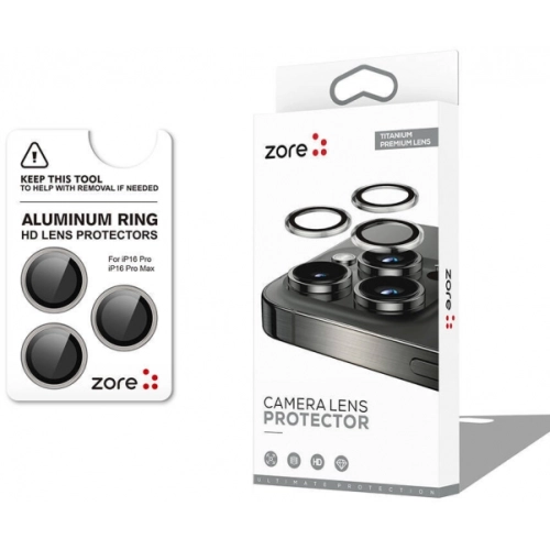 Apple iPhone 16 Pro (6.3) Lens Kamera Koruyucu Parmak İzi Bırakmayan Anti-Reflective CL-12 - Titanyum-Gri