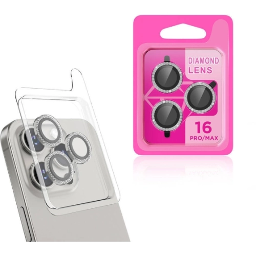 Apple iPhone 16 Pro (6.3) Lens Kamera Koruyucu Taşlı Parmak İzi Bırakmaz CL-06 - Titanyum-Gri