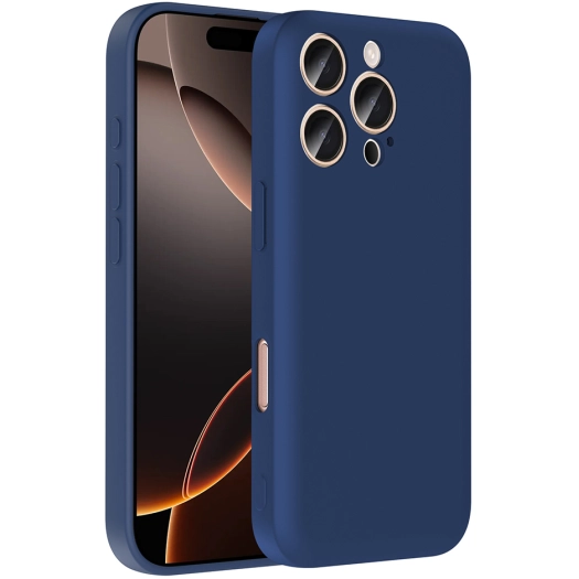 Apple iPhone 16 Pro (6.3) Kılıf İçi Kadife Dokulu Kartlık Hazneli Mat Vitra Silikon Kapak - Lacivert