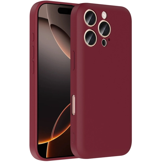 Apple iPhone 16 Pro (6.3) Kılıf İçi Kadife Dokulu Kartlık Hazneli Mat Vitra Silikon Kapak - Mürdüm