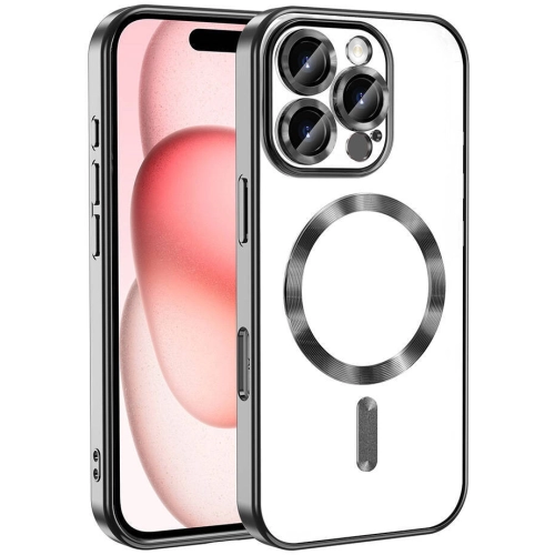 Apple iPhone 16 Pro (6.3) Kılıf Kamera Korumalı Şeffaf Magsafe Wireless Şarj Özellikli Demre Kapak - Siyah