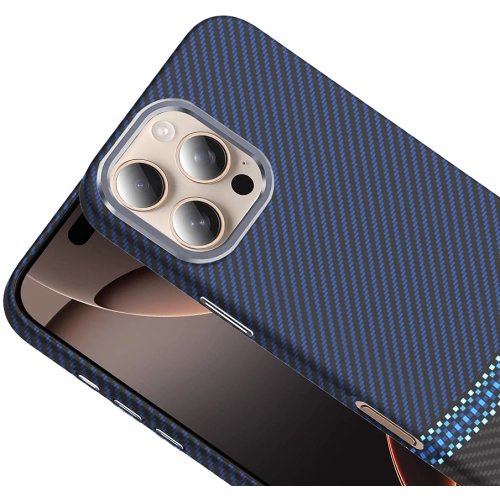 Apple iPhone 16 Pro (6.3) ile Uyumlu Kılıf MagSafe Şarj Özellikli Karbon Fiber Görünümlü Gros Kapak - Siyah