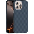 Apple iPhone 16 Pro (6.3) ile Uyumlu Kılıf MagSafe Şarj Özellikli Karbon Fiber Görünümlü Gros Kapak - Lacivert