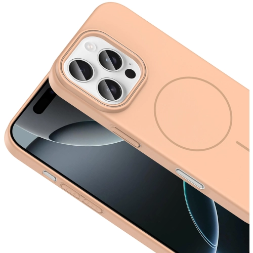 Apple iPhone 16 Pro (6.3) ile Uyumlu Kılıf Magsafe Şarj Özellikli Ruby Silikon Kapak - Desert Titanyum