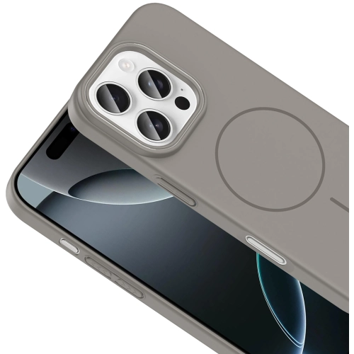 Apple iPhone 16 Pro (6.3) ile Uyumlu Kılıf Magsafe Şarj Özellikli Ruby Silikon Kapak - Siyah