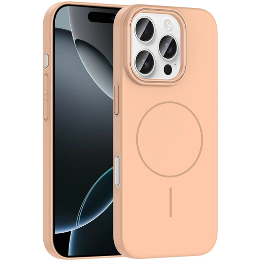 Apple iPhone 16 Pro (6.3) ile Uyumlu Kılıf Magsafe Şarj Özellikli Ruby Silikon Kapak - Desert Titanyum