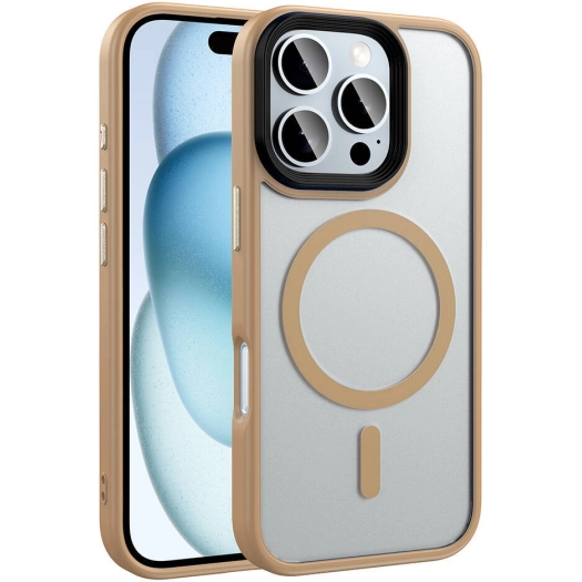 Apple iPhone 16 Pro (6.3) Kılıf Mat Arka Yüzey Wireless Şarj Özellikli Zore Flet Magsafe Kapak - Rose Brown