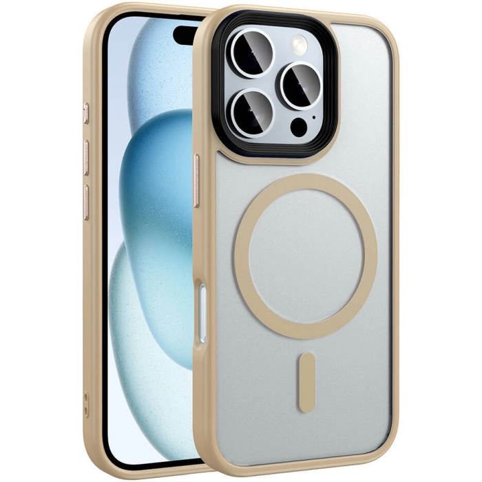 Apple iPhone 16 Pro (6.3) Kılıf Mat Arka Yüzey Wireless Şarj Özellikli Zore Flet Magsafe Kapak - Rose Gold