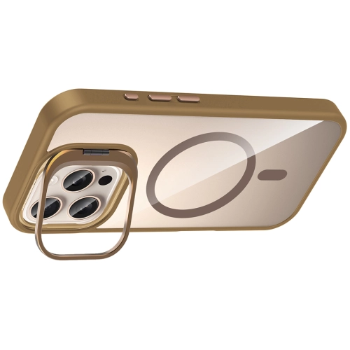 Apple iPhone 16 Pro (6.3) Kılıf Standlı ve Kamera Lens Hediyeli M-Safe Şarj Özellikli Etro Kapak - Pembe