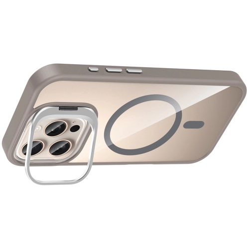 Apple iPhone 16 Pro (6.3) Kılıf Standlı ve Kamera Lens Hediyeli M-Safe Şarj Özellikli Etro Kapak - Pembe