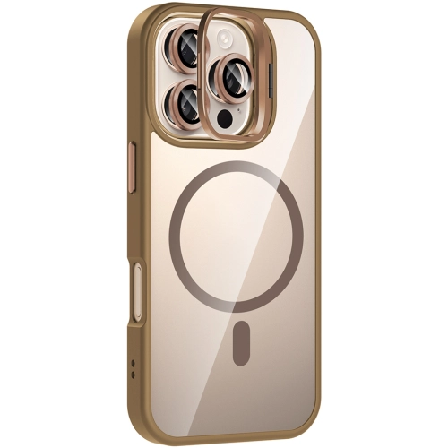 Apple iPhone 16 Pro (6.3) Kılıf Standlı ve Kamera Lens Hediyeli M-Safe Şarj Özellikli Etro Kapak - Gri