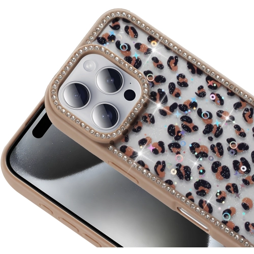 Apple iPhone 16 Pro (6.3) Kılıf Taşlı ve Simli Tasarım Lux Işıltılı Azra Kapak - Gold