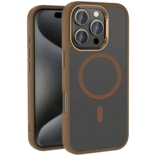 Apple iPhone 16 Pro Max (6.9)  Kılıf Magsafe Şarj Özellikli Parlak Kamera Çerçeveli Zore Kost Kapak - Rose Brown