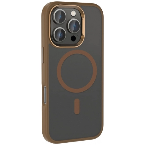 Apple iPhone 16 Pro Max (6.9) Kılıf Magsafe Şarj Özellikli Parlak Kamera Çerçeveli Zore Kost Kapak - Rose Brown