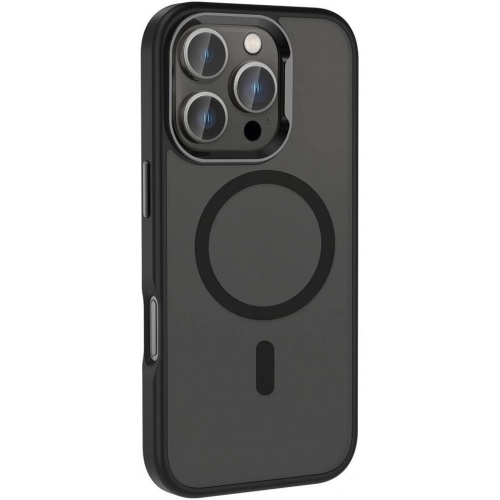 Apple iPhone 16 Pro Max (6.9) Kılıf Magsafe Şarj Özellikli Parlak Kamera Çerçeveli Zore Kost Kapak - Siyah