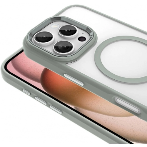 Apple iPhone 16 Pro Max (6.9) Kılıf Wireless Şarj Özellikli Zore Krom Magsafe Silikon Kapak - Gold