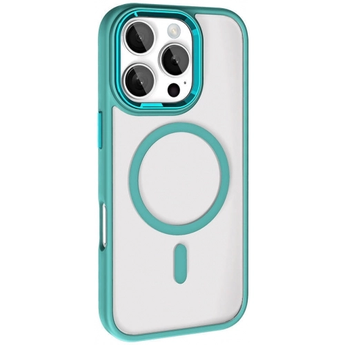 Apple iPhone 16 Pro Max (6.9) Kılıf Wireless Şarj Özellikli Zore Krom Magsafe Silikon Kapak - Mavi