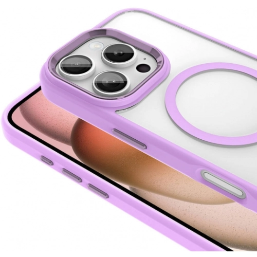 Apple iPhone 16 Pro Max (6.9) Kılıf Wireless Şarj Özellikli Zore Krom Magsafe Silikon Kapak - Rose Gold