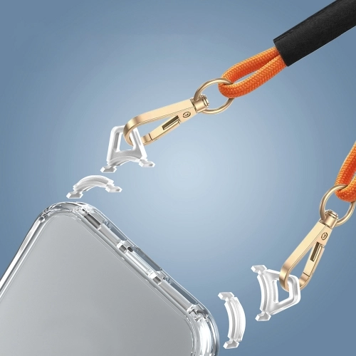 Apple iPhone 16 Pro Max (6.9) Kılıf Airbagli Takılabilir Askı Aparatlı Esnek Snap Silikon Kapak - Şeffaf