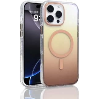 Apple iPhone 16 Pro Max (6.9) Kılıf MagSafe Destekli Kılıf, Şeffaf ve Renk Geçişli Zore Toros Kapak - Gold