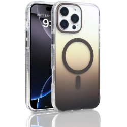 Apple iPhone 16 Pro Max (6.9) Kılıf MagSafe Destekli Kılıf, Şeffaf ve Renk Geçişli Zore Toros Kapak - Gri