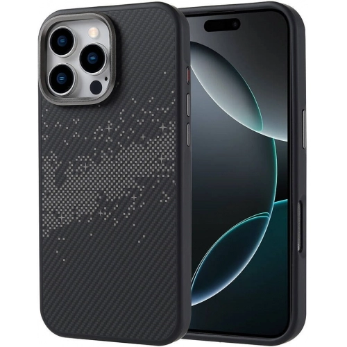 Apple iPhone 16 Pro Max (6.9) Kılıf Magsafe Şarj Özellikli Karbon Fiber Tasarımlı İnce Vave Kapak - Gri