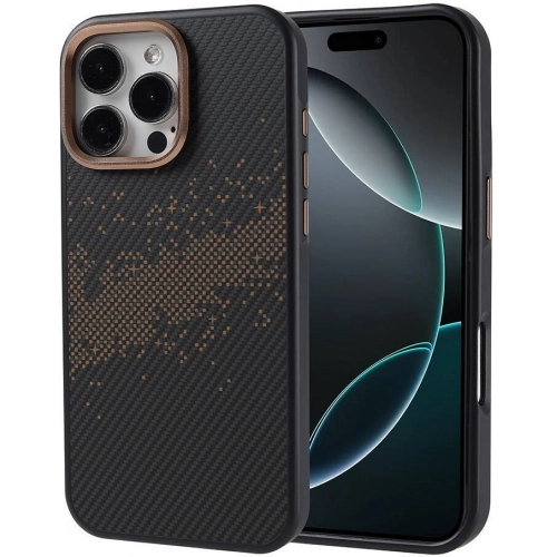 Apple iPhone 16 Pro Max (6.9) Kılıf Magsafe Şarj Özellikli Karbon Fiber Tasarımlı İnce Vave Kapak - Gri