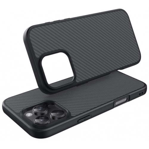 Apple iPhone 16 Pro Max (6.9) Kılıf Magsafe Şarj Özellikli Karbon Fiber Tasarımlı Zore Elnino Kapak - Siyah