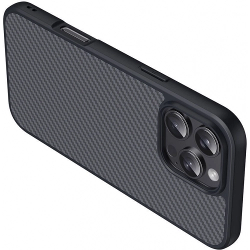 Apple iPhone 16 Pro Max (6.9) Kılıf Magsafe Şarj Özellikli Karbon Fiber Tasarımlı Zore Elnino Kapak - Siyah