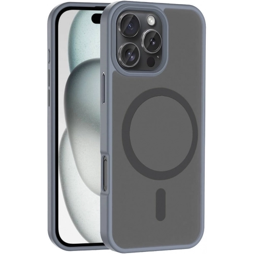 Apple iPhone 16 Pro Max (6.9) Kılıf Magsafe Şarj Özellikli Renkli Mat Arka Yüzey Sio Kapak - Koyu Mor