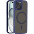 Apple iPhone 16 Pro Max (6.9) Kılıf Magsafe Şarj Özellikli Renkli Mat Arka Yüzey Sio Kapak - Lacivert