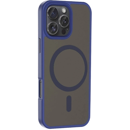 Apple iPhone 16 Pro Max (6.9) Kılıf Magsafe Şarj Özellikli Renkli Mat Arka Yüzey Sio Kapak - Lacivert