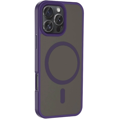 Apple iPhone 16 Pro Max (6.9) Kılıf Magsafe Şarj Özellikli Renkli Mat Arka Yüzey Sio Kapak - Lacivert