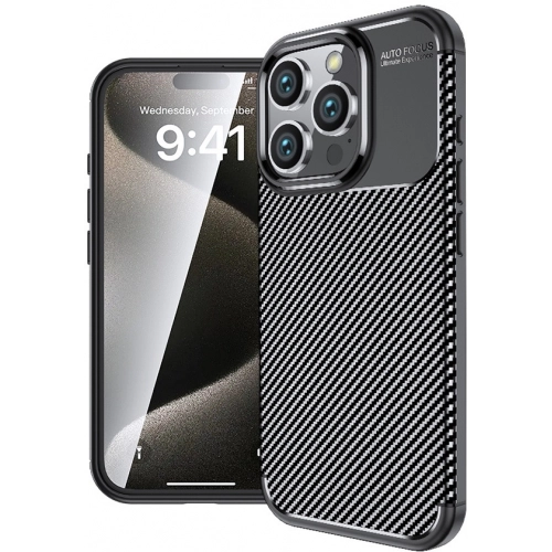 Apple iPhone 16 Pro Max (6.9) Kılıf Silikon Parmak İzi Bırakmayan Karbon Soft Negro Kapak - Siyah