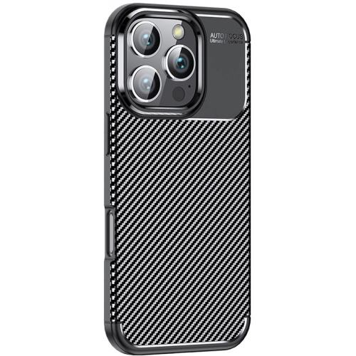 Apple iPhone 16 Pro Max (6.9) Kılıf Silikon Parmak İzi Bırakmayan Karbon Soft Negro Kapak - Siyah