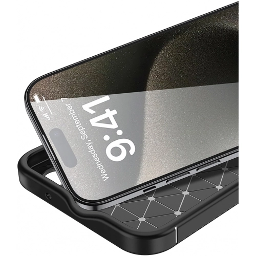 Apple iPhone 16 Pro Max (6.9) Kılıf Silikon Parmak İzi Bırakmayan Karbon Soft Negro Kapak - Siyah