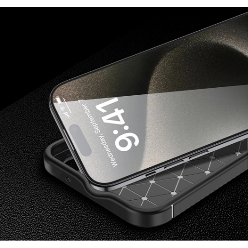 Apple iPhone 16 Pro Max (6.9) Kılıf Silikon Parmak İzi Bırakmayan Karbon Soft Negro Kapak - Siyah