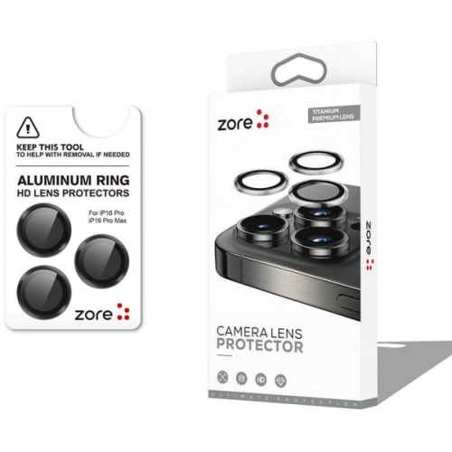 Apple iPhone 16 Pro Max (6.9) Lens Kamera Koruyucu Parmak İzi Bırakmayan Anti-Reflective CL-12 - Siyah