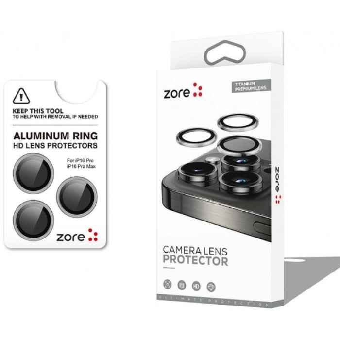 Apple iPhone 16 Pro Max (6.9) Lens Kamera Koruyucu Parmak İzi Bırakmayan Anti-Reflective CL-12 - Titanyum-Gri